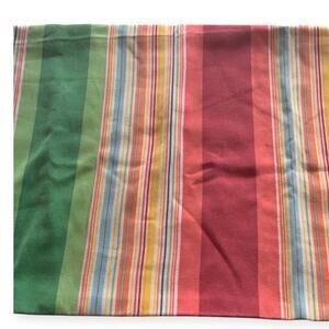 Striped Fabric Tablecloth Red Orange Yellow Green Turquoise Rectangular 80 x 60